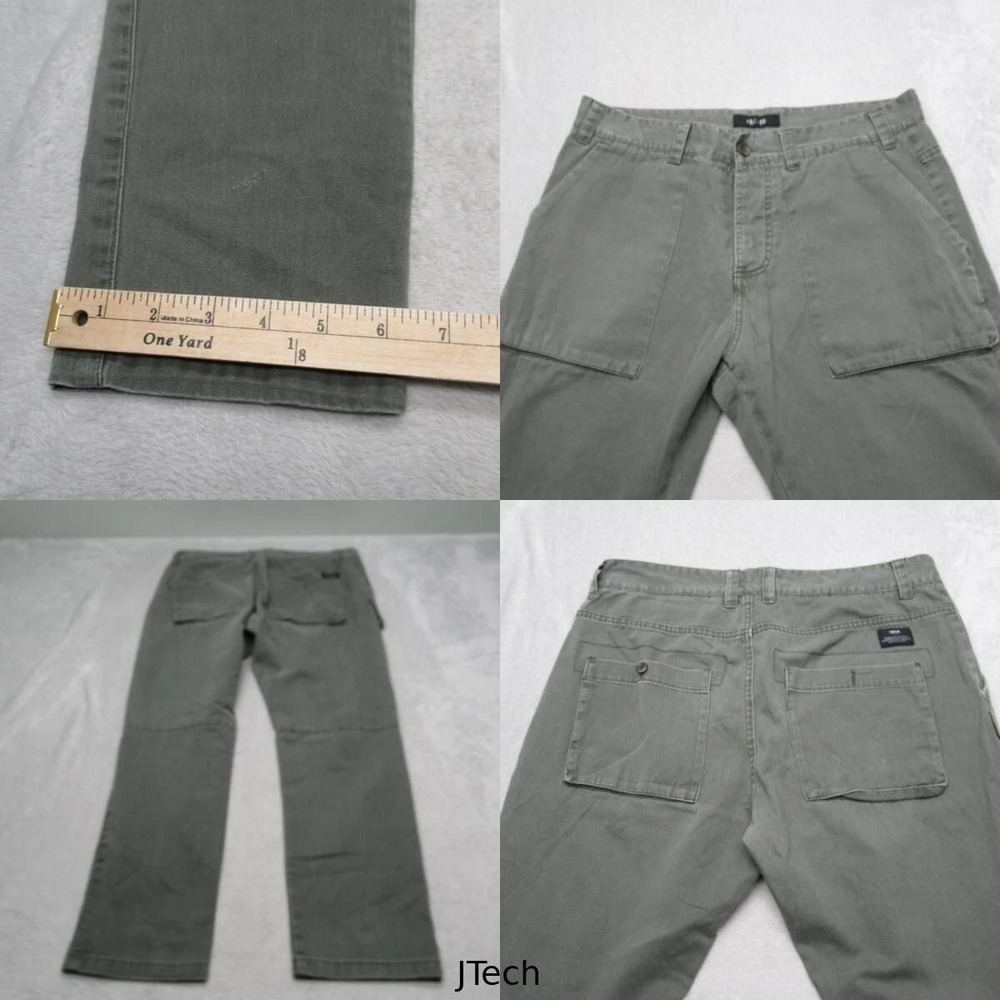 SOLID Khaki Pants Mens Large Green Canvas Flap Pockets Outdoor Workwear 32x29